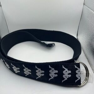 Kappa Belt Black White Logo D‎ Ring Web Casual Sportswear Unisex Belt